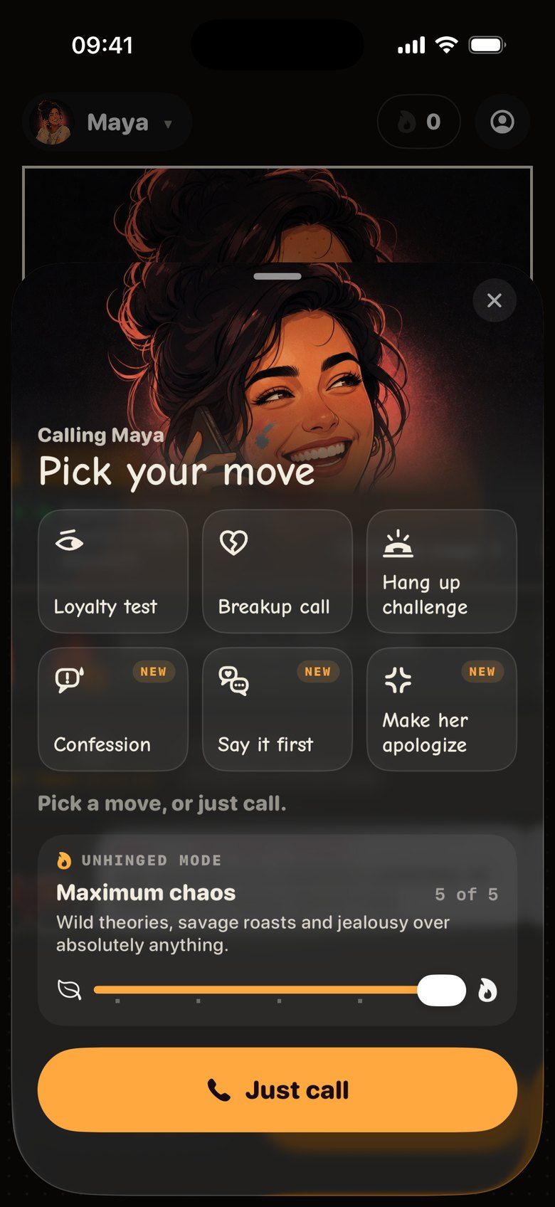 Pick your move: Loyalty test, Breakup call, Hang up challenge, Confession, Say it first, Make them apologize